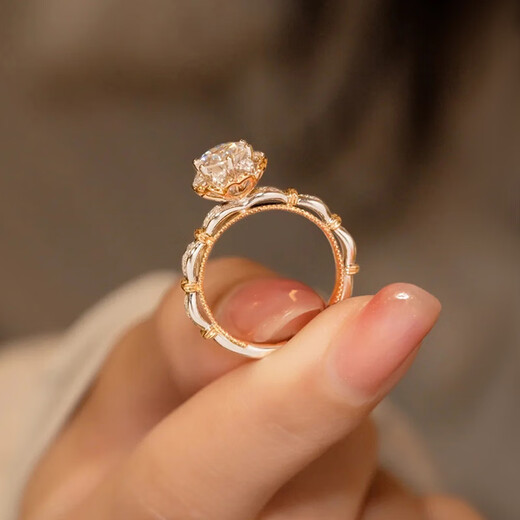 FEILACK moissanite diamond ring for women, niche design, high-end proposal, wedding diamond ring, love gift for girlfriend, birthday gift, rose gold, size 12, 50 points, finger circumference 52mm