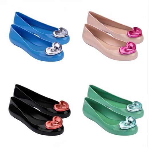 Melissa2024 new love round toe casual shallow mouth women's single shoes jelly shoes flat sandals black size 38