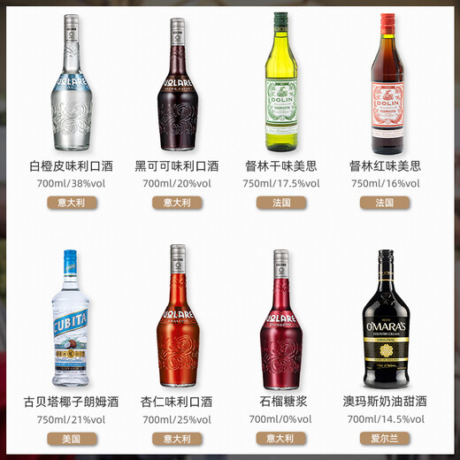 卢布斯基原装进口洋酒自调鸡尾酒套装六大基酒威士忌伏特加朗姆金酒龙舌兰 21瓶调酒套装（不含酒具款）
