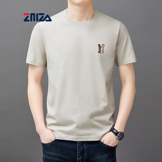ZMZA 短袖t恤男纯棉夏季新款时尚印花半袖休闲百搭圆领T恤男士上衣潮 黑色【9923款】 M 165码【建议90-115斤】
