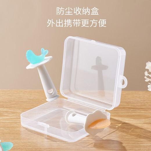 SunnyKinder Little Fish Strawberry Teething Baby Teether Bite Baby Teething Period Anti-eating Hands 4 6 8 Six Months Strawberry Style Two Pack With Storage Box + Anti-drop Chain