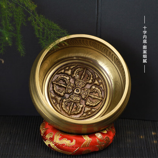 Fanmuguo [Seiko Gift Song Bowl] Népal Handmade Yoga Sound Healing Knocking Meditation Brass Ornement Vajra Style 12,5 cm + Stick Grinding + Bowl Pad