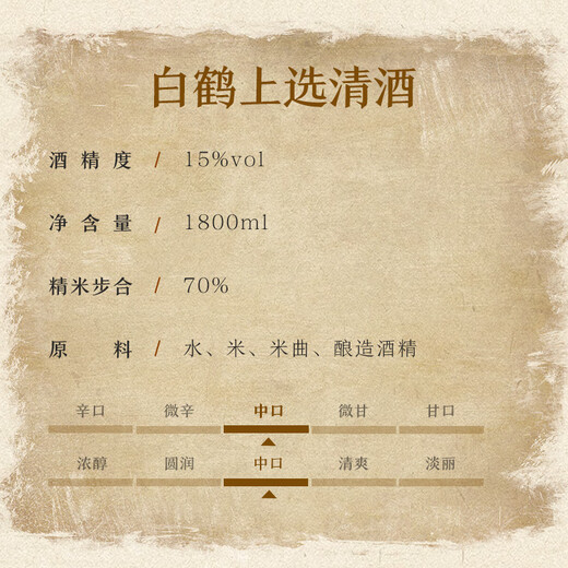 白鹤（Hakutsuru） 上选中口清酒 1.8L 15度 日本进口 礼盒装清酒