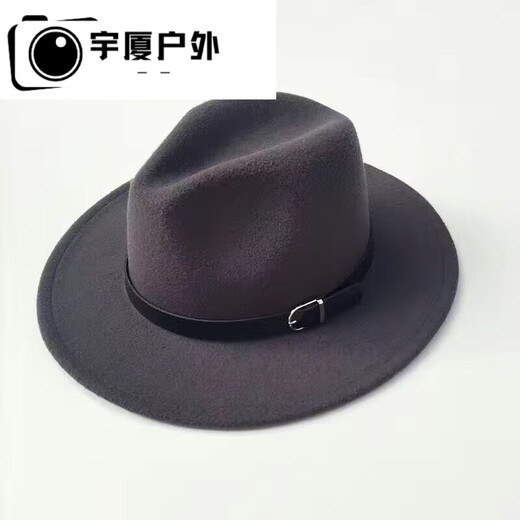 Balsa núcleo oppenheimer sombrero para hombres y mujeres de otoño y invierno top de lana caballero jazz cinturón plano hebilla gris oscuro 57
