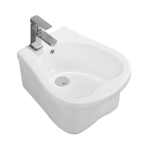 Fenglanqing ceramic footbath footbath footbath bathroom massage porcelain footbath footbath home floor-standing A style complete set with square faucet (King Kong glazed)