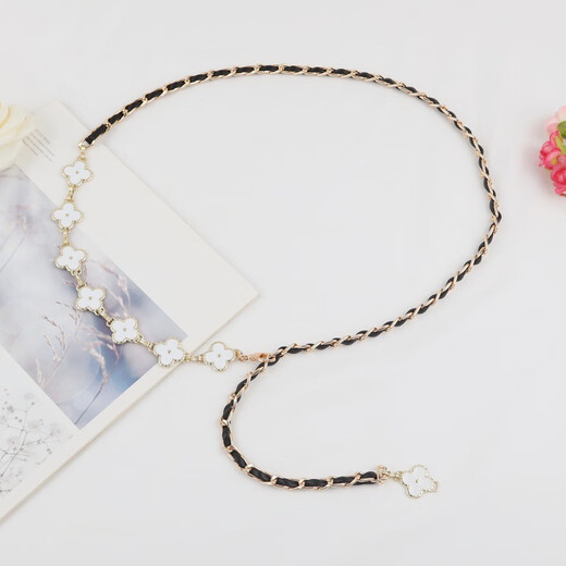 LAISHUHUI-Taillenkette Frauen dekorative Pulloverkette Dünne Rockgürtel Kette High-End-Bundesbund-Gürtel vierblattklee Taille Kette