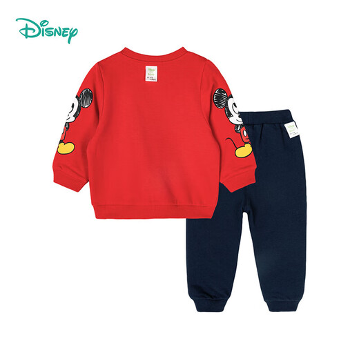 迪士尼（Disney）童装男女儿童时尚休闲百搭舒适加绒保暖卫衣套装24年秋季新款 213T1276加绒红色 90