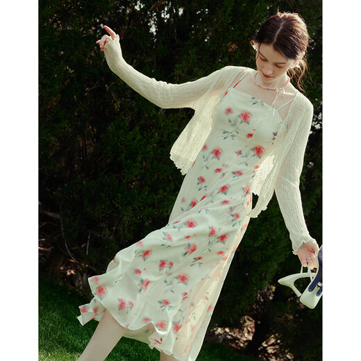 
Fan Silan thin long-sleeved sun-visual sweater cardigan for women's summer sweet hollow air conditioner shirt 24FS12119 Lavender L