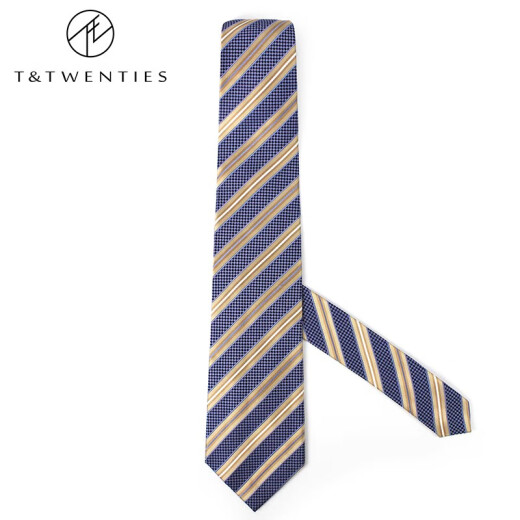 
T/Twenties men's mulberry silk silk wide tie men's business formal wear professional interview brand hand-made blue striped twill tie AS2687 purple arrow 9.5CM wide