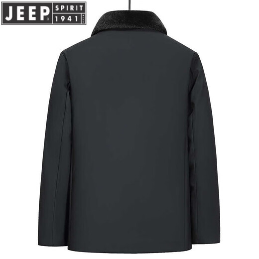 JEEP SPIRIT Dad's Jacket Middle-aged and Elderly Cotton Clothes Men's Autumn and Winter Plus Velvet Thickened Cotton Clothes 2025 New Grandpa Warm Cotton Jacket Navy 185