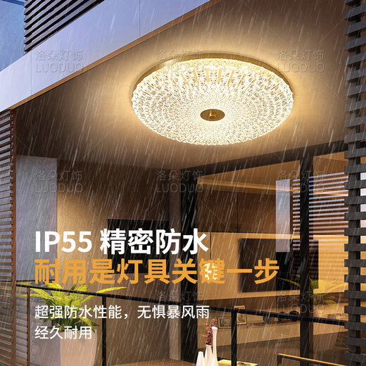 全铜超薄户外吸顶灯别墅入户门顶灯简约过道露台阳台灯防水庭院灯 X3895-400/圆形