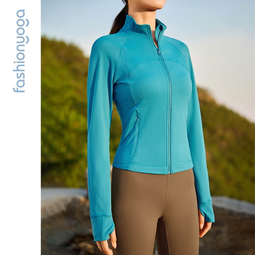 Fansheng Yoga Running Fitness Clothing für Frauen Schlankes, mit langärmeleres, langärmelige, nackte elastische Sportjacke Jacke Strickjacke FC12858 Nude White S