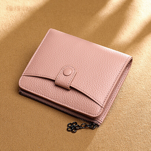 viney first-layer cowhide women's wallet short folding zipper coin purse multi-card slot multi-functional wallet card holder document bag