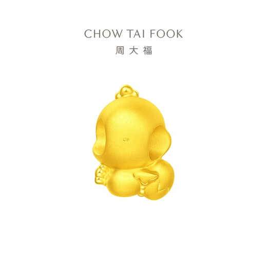周大福 龙年十二生肖掌中宝足金黄金吊坠转运珠 萌萌鸡 EOR684 