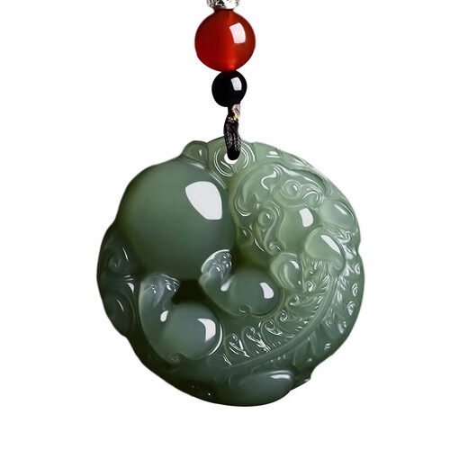 Xiaomeng Hotan jade Pixiu pendant for men and women Jade pendant Jade pendant Xinjiang jade necklace sweater chain Hotan green jade Pixiu