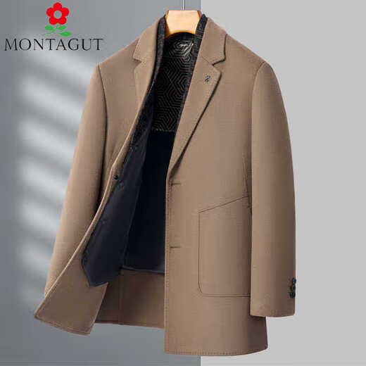 Mengtejiao doppelseitiger Wolle Kaschmirmantel Herren Winter warm Wollmantel mittleren Alters Kleidung Trench Coat Business Kleidung Black/5586 170/m