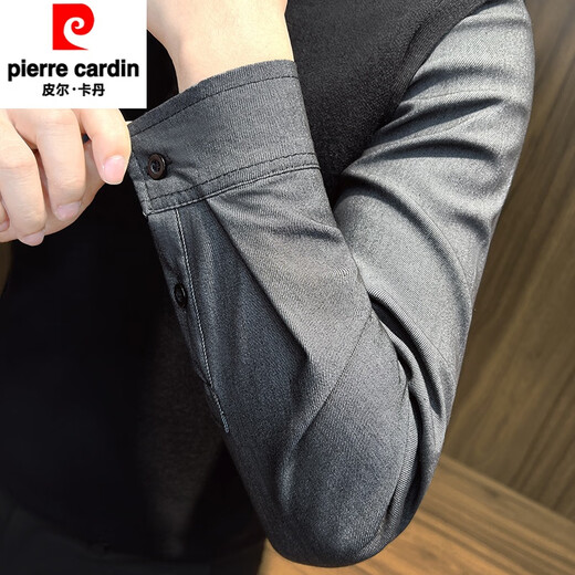 皮尔卡丹（pierre cardin）假两件毛衣男士秋季2025新款秋装上衣男装高级感针织衫外套 深灰色(常规款) XL