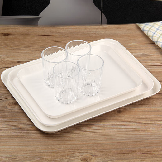 KORDCO tableware melamine tray hotel tray tea tray household water cup tray rectangular cake bread tray imitation porcelain white tray dinner plate white rectangular tray length 38cm*width 28cm*height 2.8cm