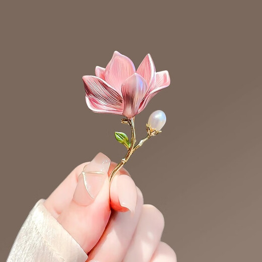 Lotus Chinese style elegant and exquisite magnolia brooch new fashion temperament flower pin retro flag Hanfu corsage with magnolia brooch