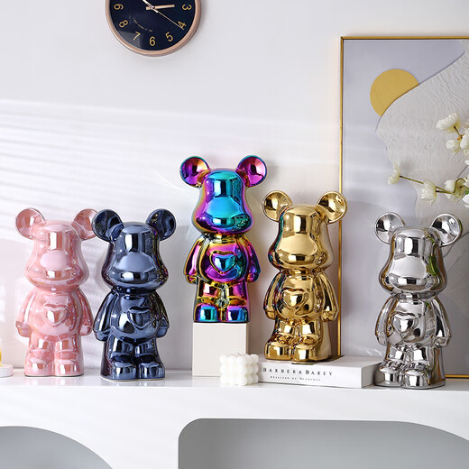 Internet celebrity violent bear cartoon TV wine cabinet living room decoration light luxury high-end ceramic children's piggy bank birthday gift 35cm blue care bear 16*13.5*35