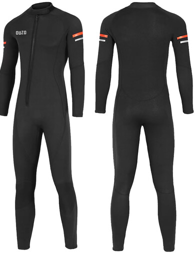 He Yangyu 2/3/5MM Warm Wetsuit for Men One-piece for Going to the Sea 1.5MM Wet Suit Winter Swimsuit for Women Surfing and Sailing Water Rescue 5MM Black Front Zipper - Men's 502 Foot Sleeves XS