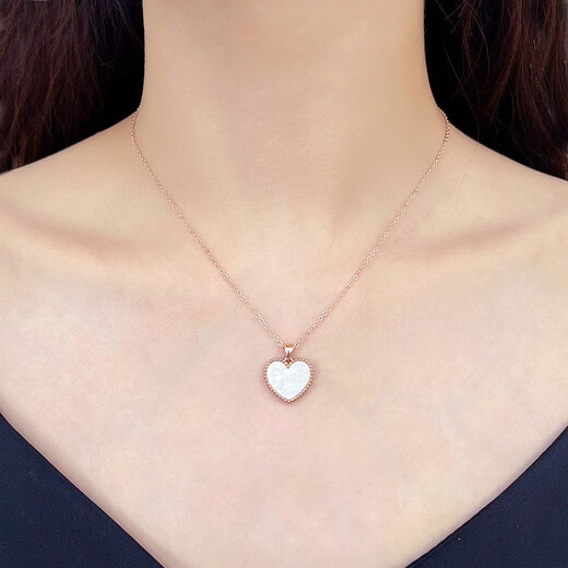 18K gold love pendant au750 rose gold colored gold gold necklace heart-shaped chain birthday gift for girlfriend 18K gold rose gold (with 18K gold necklace) 10mm red agate