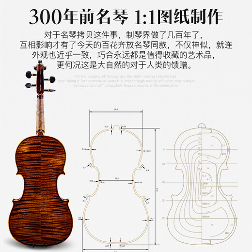 莱斯曼德（ANGELVIOLIN）纯手工实木小提琴意大利工艺成人演奏考级儿童小提琴M001A 4/4