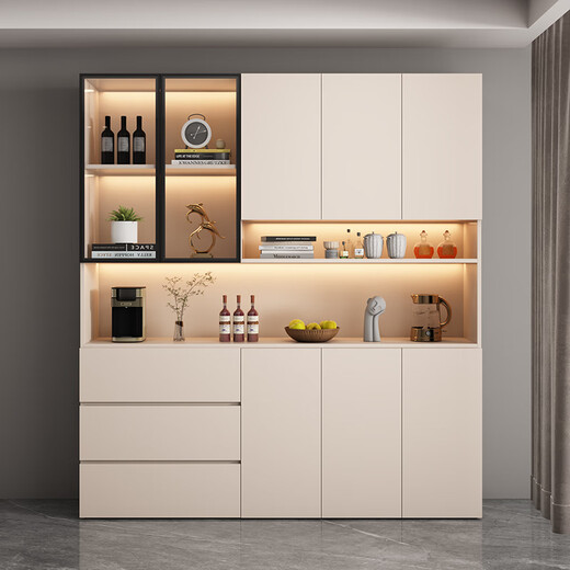 
OPPEIN solid wood side cabinet high cabinet modern simple wall integrated dining storage cabinet living room wine cabinet entrance cabinet can be customized style 12240*40*220 solid wood ecological board
