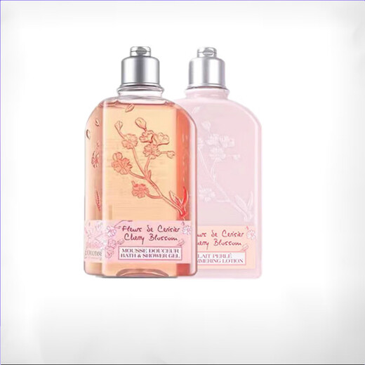 L'Occitane Glass Shower Gel Sweet Sakura Body Lotion 250ml Moisturizing and Moisturizing Long-lasting Fragrance Moisturizing and Smoothing Sakura Body Lotion 1 Bottle