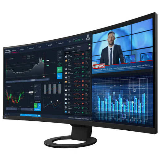 Yizhuo Eizo Yizhuo EV3895 gebogener Fisch Bildschirm Low blau Licht ohne Flash Energy Sparende Augenschutz Business Office Börse Unterhaltung 37,5-Zoll Schwarz Schwarz