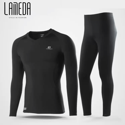 Lampada autumn and winter velvet thermal underwear outdoor sports cycling clothing quick-drying sweat-wicking function running suit for men quick-drying sweat-sport-specific gray suit L (65-75kg)