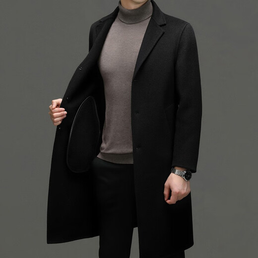 DK Abrigo de lana de doble cara 100% lana de alta gama para hombres Abrigo de lana largo por encima de la rodilla de invierno para hombres Abrigo de lana cortavientos de lana camel XL 180