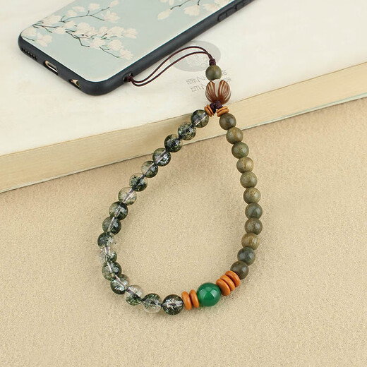 Bucklele Green Sandalwood Green Ghost Crystal Peléleo móvil Lanyard Rope de muñeca corta Hombres y mujeres Cadena de telefonía móvil de estilo móvil Joya anti-joya anti-perdición 687-1# Cadena de telefonía móvil corta de cristal Green Ghost (simple