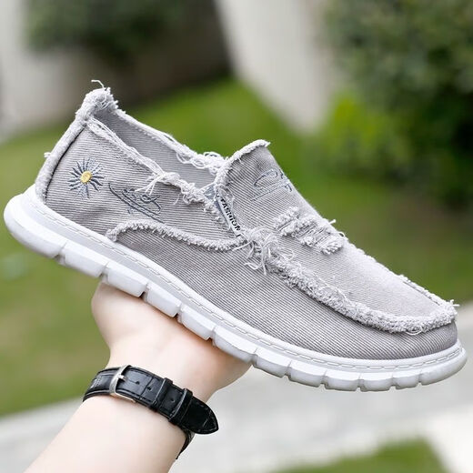 Nouveaux chaussures de toile de petite marguerite de printemps, d'été et d'automne avec un pied, de vieilles chaussures en tissu de Pékin, à la mode et polyvalente pour les chaussures de mendiant A-9 Gray 41