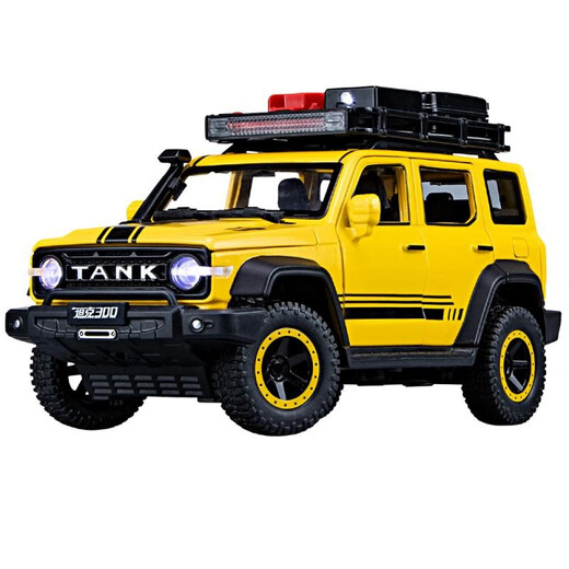 DOUBLE HORSES1 24 Tank 300 border version simulation alloy sound and light pull back car model off-road vehicle children's toy gift Tank 300 key version black