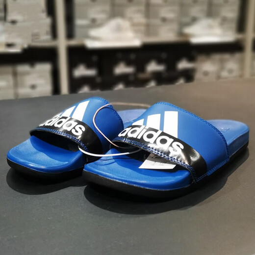 阿迪达斯（adidas）拖鞋男女鞋春季复古运动凉拖轻便休闲沙滩鞋时尚一字拖 GV9713/蓝色 36.5