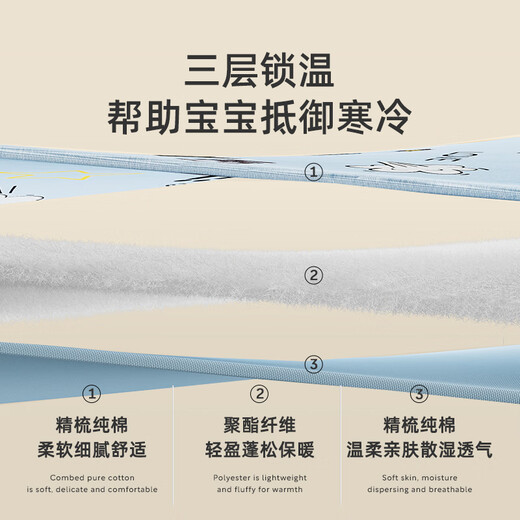 Jingqi sleeping bag baby spring and autumn sleeping bag all-in-one anti-kicking quilt for infants and newborns to keep babies warm and cold-proof, barking blue, autumn and winter medium thickness, size L, recommended height 85_105cm