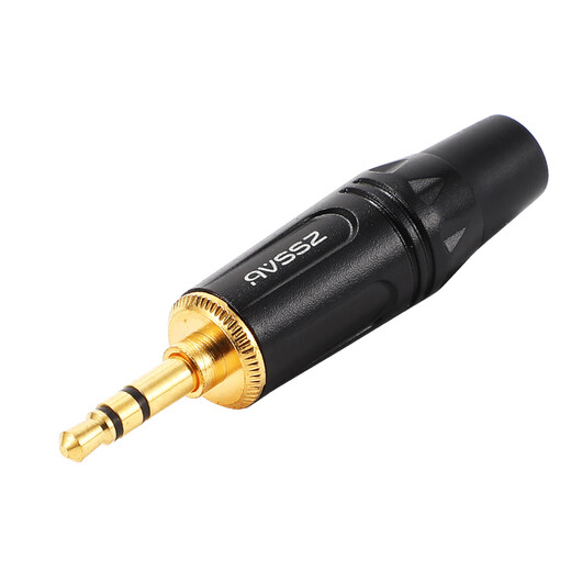 AVSSZ gold-plated stereo 3.5mm headphone microphone connector small three-core two-channel audio plug welding three-section DIY repair AUX cable connector S3.5-BG gold-plated 3.5 plug-black