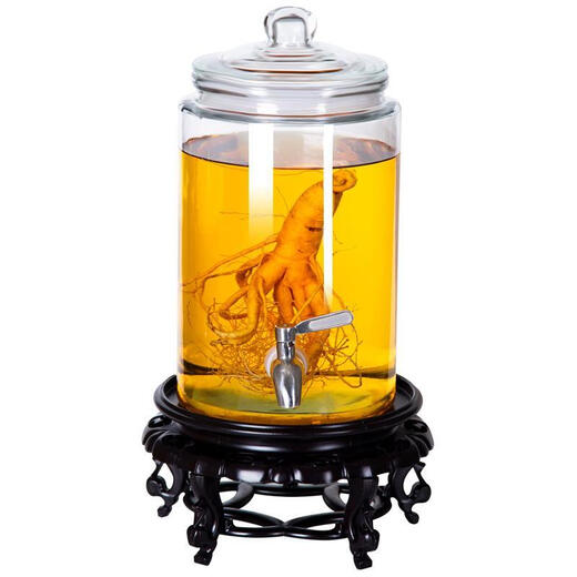 Enyi thickened bubble wine glass bottle with faucet bubble wine container household bubble wine jar wine bottle bubble wine jar wine jar sealed jar 20Jin Jin equals 0.5 kg + stainless steel faucet + high craftsmanship rack (free bubble wine three-piece set)