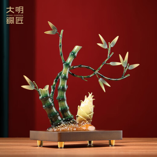 大明铜匠节节高升新中式铜竹子摆件升职乔迁开业礼品客厅办公室桌面父亲节