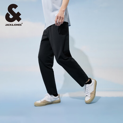 JACK&JONES 25 Jahre alte Herren-Freizeithose, Herren-Seersucker-Herbst-dünne Hose, High-End-Business-Casual-Herrenhose, Neun-Punkt-Hose, schwarz, E40, normal, 33 180