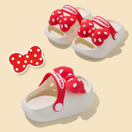 Deer Mili baby hole shoes girl summer 1-3 years old 2 home eva baby anti-slip soft bottom new children's slippers strawberry red inner length 15cm