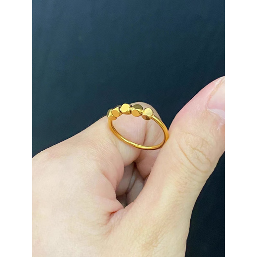 Fat Donglai's same style 18k small sugar cube gold ring golden transfer beads 2025 new light luxury niche design broken gold ring No. 6