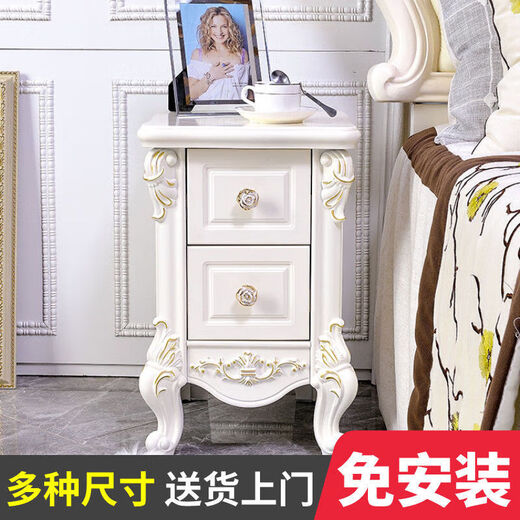 
Shantoulin Village mini European bedside table wooden white paint storage cabinet bedroom small apartment bedside cabinet bedside rack 9871 gold width 55 complete installation