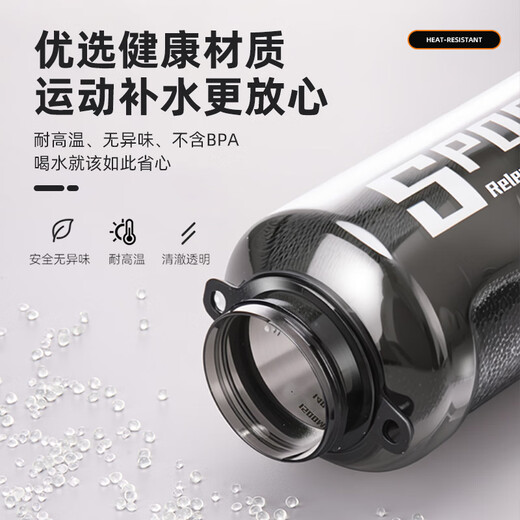 SZTAA Sports Water Cup Large Capacity Tonton Bucket Men's Fitness Sports Drinking Water Bottle High Temperature Resistant Double Drink Big Belly Cup Power Black 1000ml
