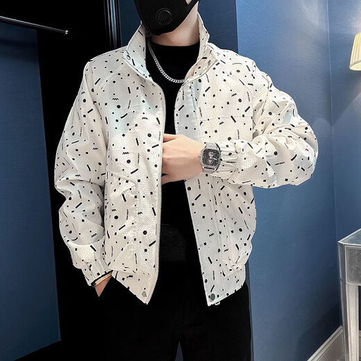 Kuraishi Kazuki trendy brand versatile jacket men's 2025 autumn and winter new fashion fashionable casual handsome jacket top white XL recommended 130-145Jin Jin equals 0.5 kg