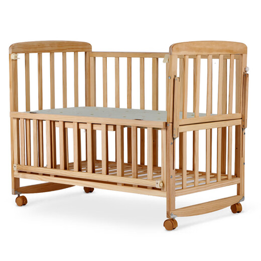 Baby Rabbit Log Crib Baby Bed Solid Wood Unpainted Children's Bed Baby Spliced Bed Multifunctional Newborn Movable 105 Solid Wood Bed (Variable Shaker) + Mosquito Net + Mattress