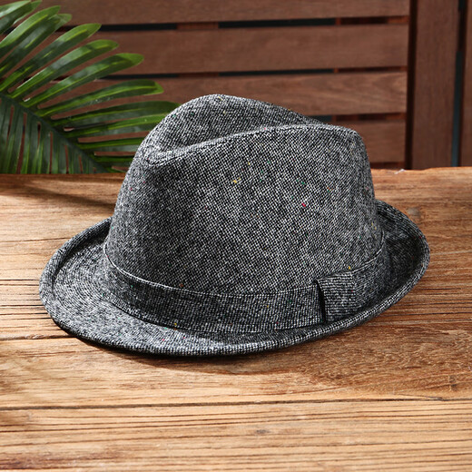 Oufandi kleiner Zylinderhut für Herren in Herbst- und Wintermode, lässig, gekräuselt, atmungsaktiv, Nizi-Gentleman-Hut aus Wolle, Retro-Woll-Jazzhut für Damen, hellgrau, modisch und vielseitig, M (56–58 cm)