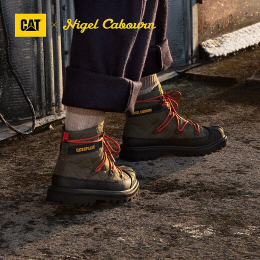 
CAT Carter Martin Boots Working Boots Men and Women's Same Shoes and Boots NC Co-branded Antarctic Adventure Outdoor Anti-Slip Short Khaki Green + Black 42