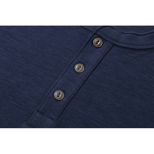 AK ARMY Spring and Summer New Ami Khaki Retro Henley Collar Short-Sleeved T-Shirt Men's Casual and Versatile White Short-Sleeved T-Shirt Men Navy Blue L